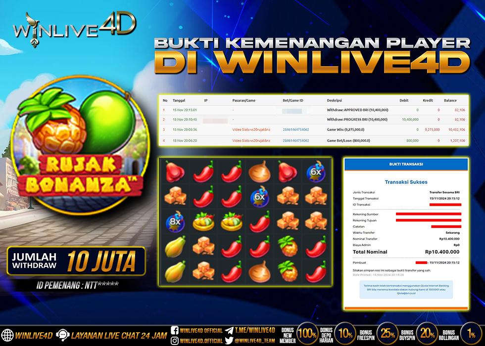 WINLIVE4D JACKPOT SLOT RUJAK BONANZA