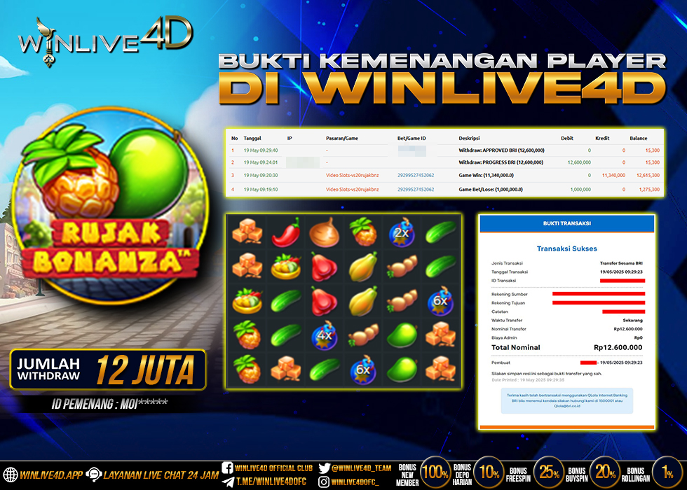WINLIVE4D JACKPOT SLOT RUJAK BONANZA