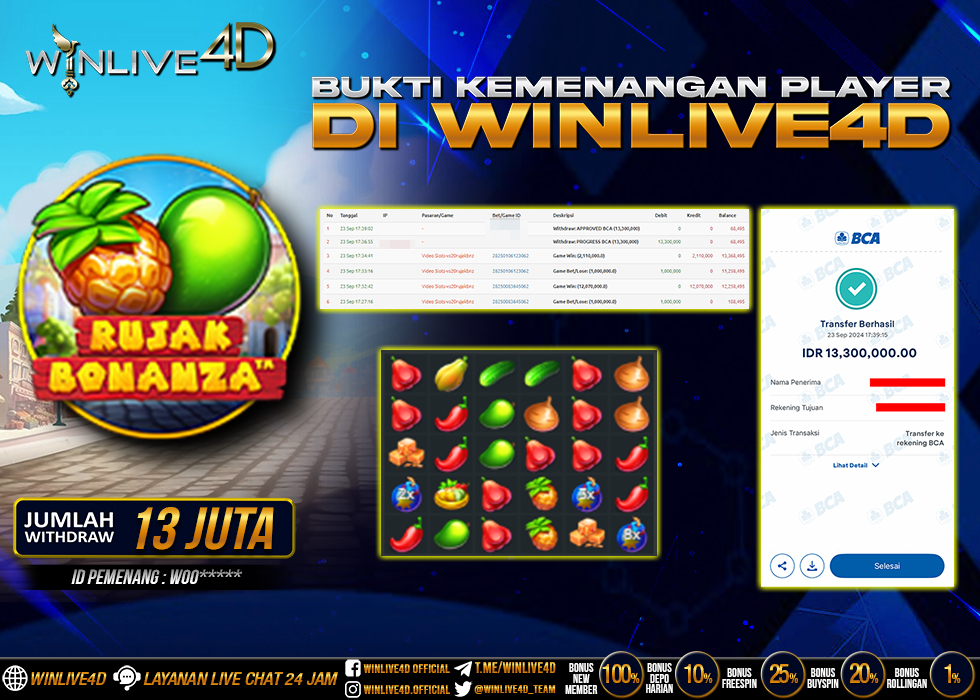 WINLIVE4D JACKPOT SLOT RUJAK BONANZA