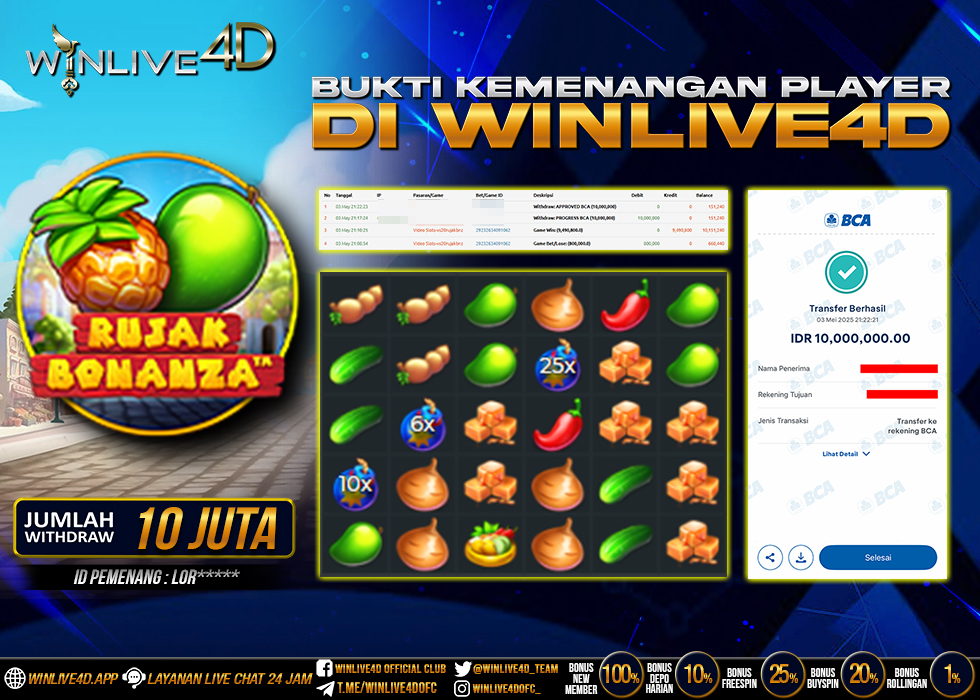 WINLIVE4D JACKPOT SLOT RUJAK BONANZA