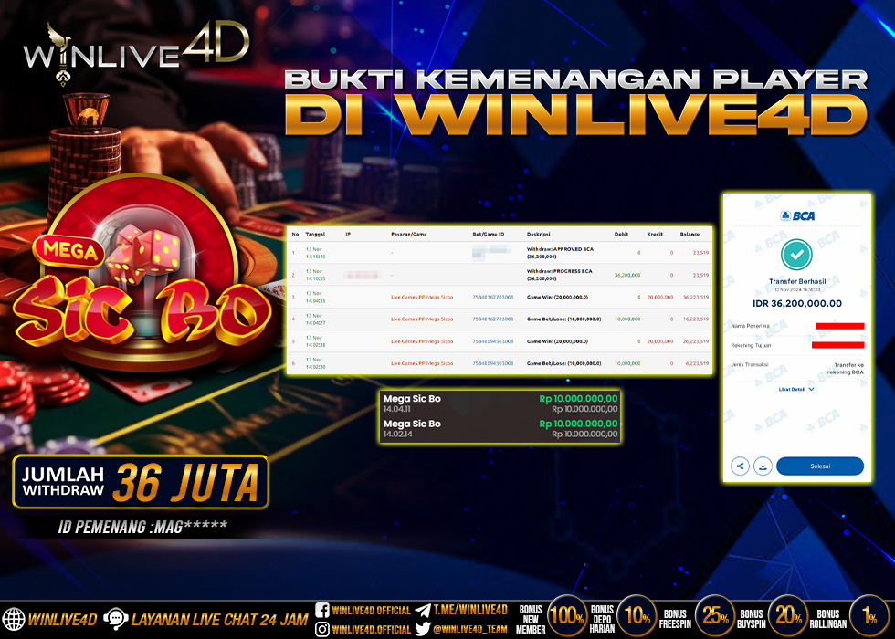 WINLIVE4D JACKPOT LIVE CASINO MEGA SICBO