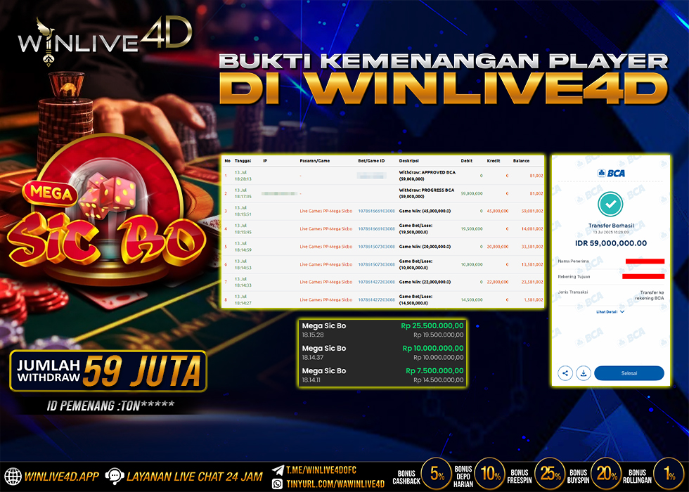 WINLIVE4D JACKPOT LIVE CASINO MEGA SICBO