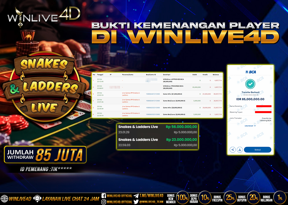 WINLIVE4D JACKPOT LIVE CASINO SNAKES & LADDERS LIVE