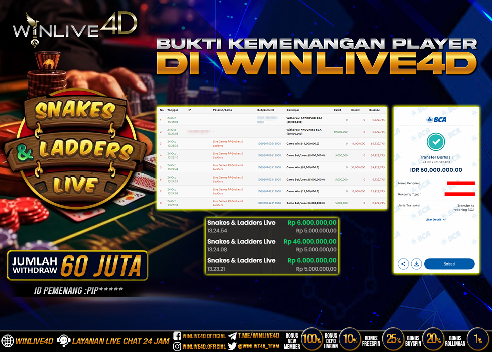 WINLIVE4D JACKPOT LIVE CASINO SNAKES & LADDERS LIVE