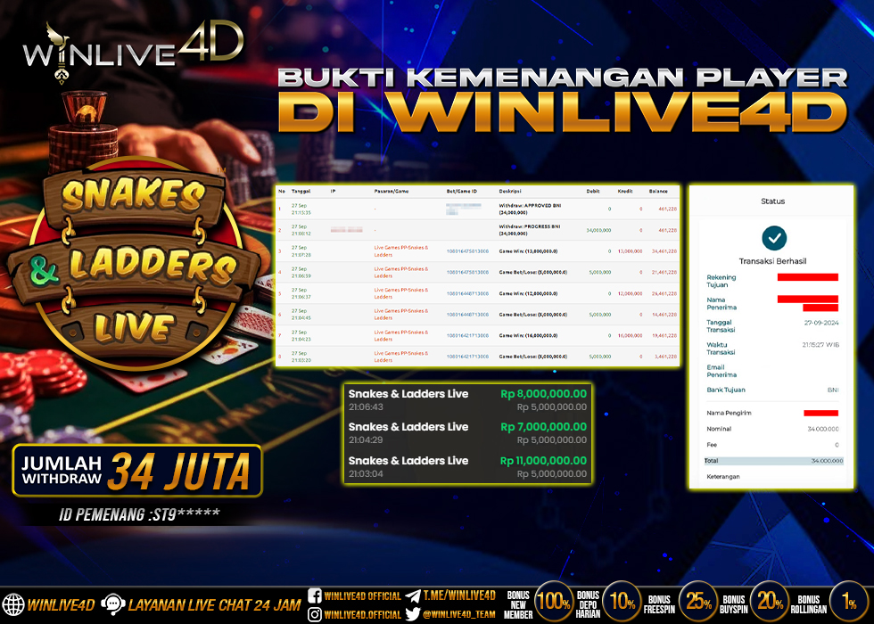 WINLIVE4D JACKPOT LIVE CASINO SNAKES & LADDERS LIVE