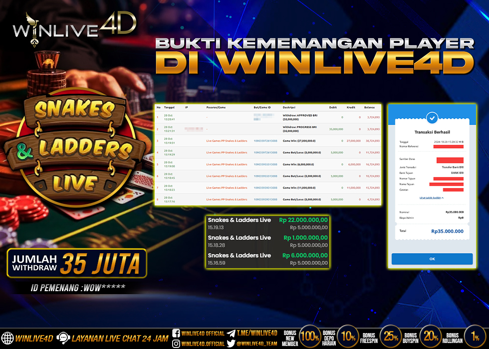 WINLIVE4D JACKPOT LIVE CASINO SNAKES & LADDERS LIVE