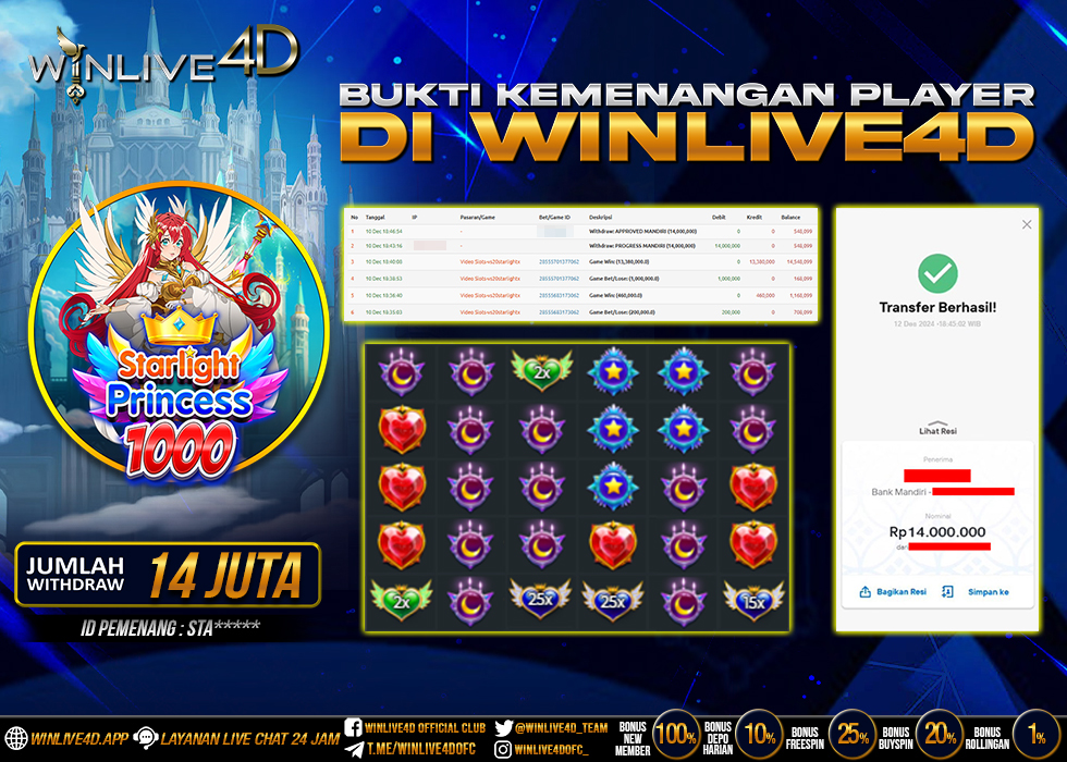 WINLIVE4D JACKPOT STARLIGHT PRINCESS 1000