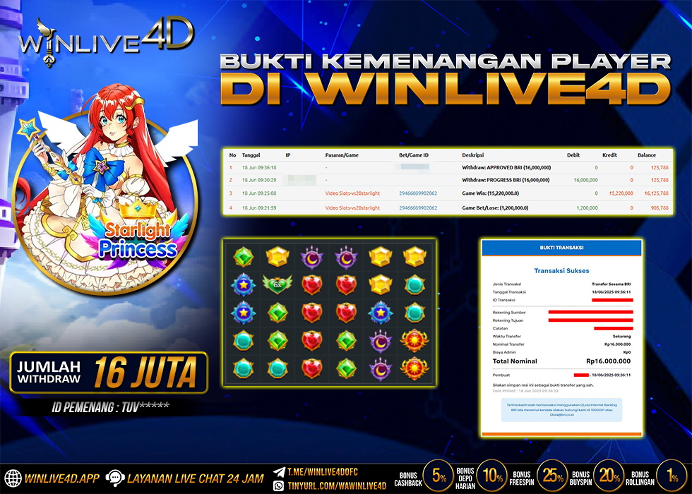 WINLIVE4D JACKPOT SLOT STARLIGHT PRINCESS