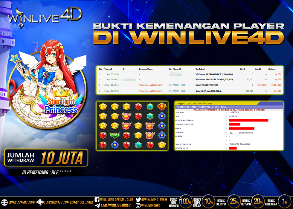 WINLIVE4D JACKPOT STARLIGHT PRINCESS 1000