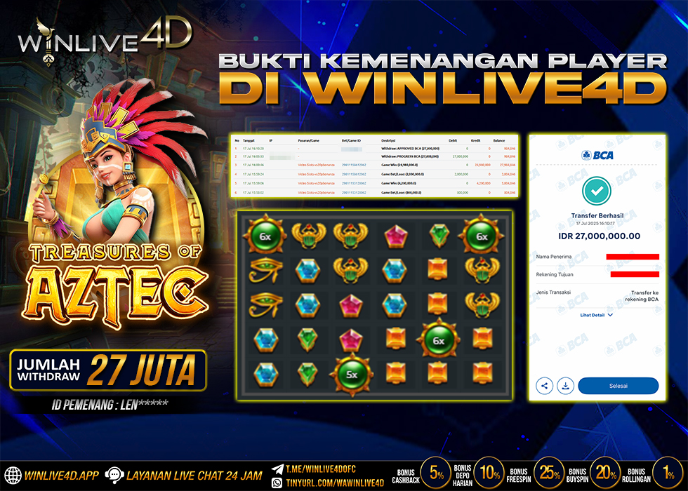 WINLIVE4D JACKPOT SLOT TREASURES OF AZTEC