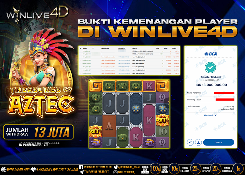 WINLIVE4D JACKPOT SLOT TREASURES OF AZTEC