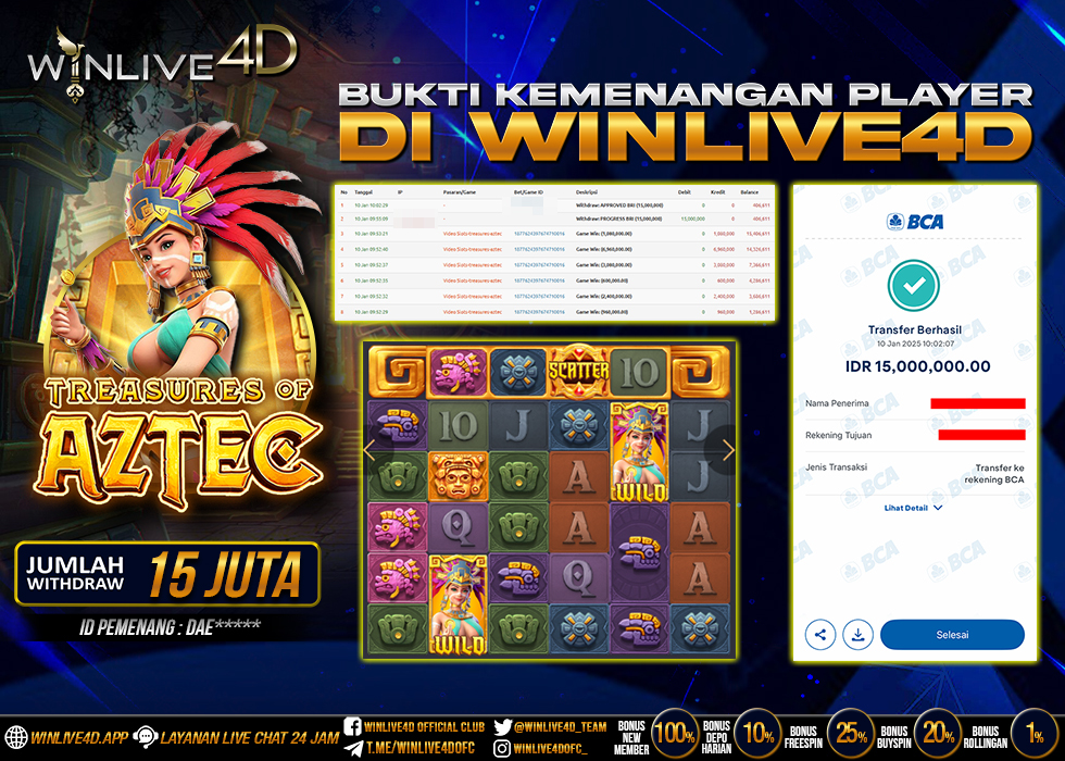 WINLIVE4D JACKPOT SLOT TREASURES OF AZTEC