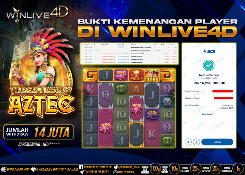 WINLIVE4D JACKPOT SLOT TREASURES OF AZTEC