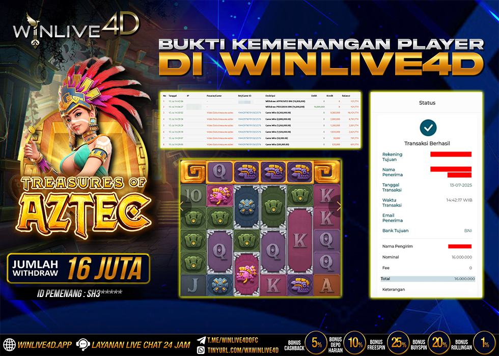 WINLIVE4D JACKPOT SLOT TREASURES OF AZTEC