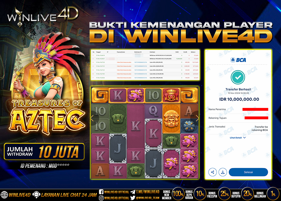 WINLIVE4D JACKPOT SLOT TREASURES OF AZTEC