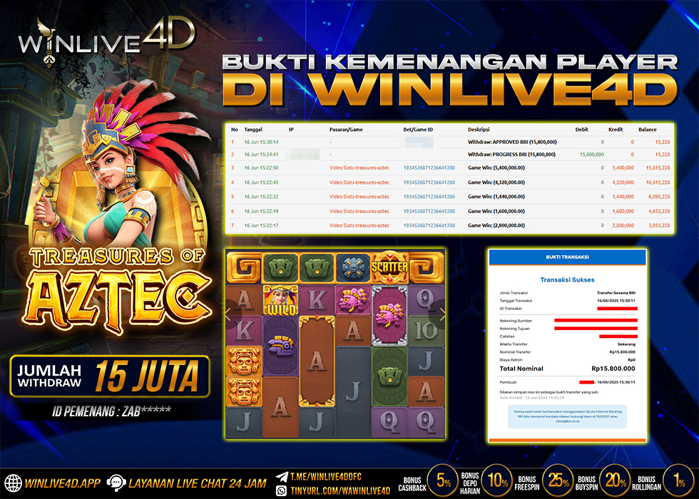 WINLIVE4D JACKPOT SLOT TREASURES OF AZTEC