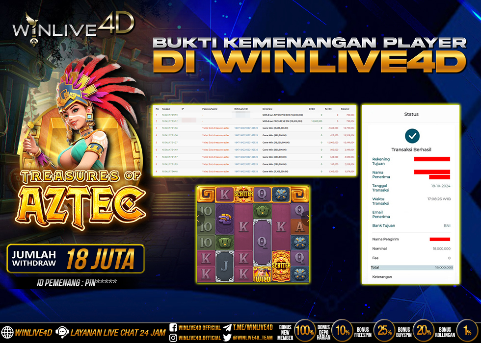 WINLIVE4D JACKPOT SLOT TREASURES OF AZTEC