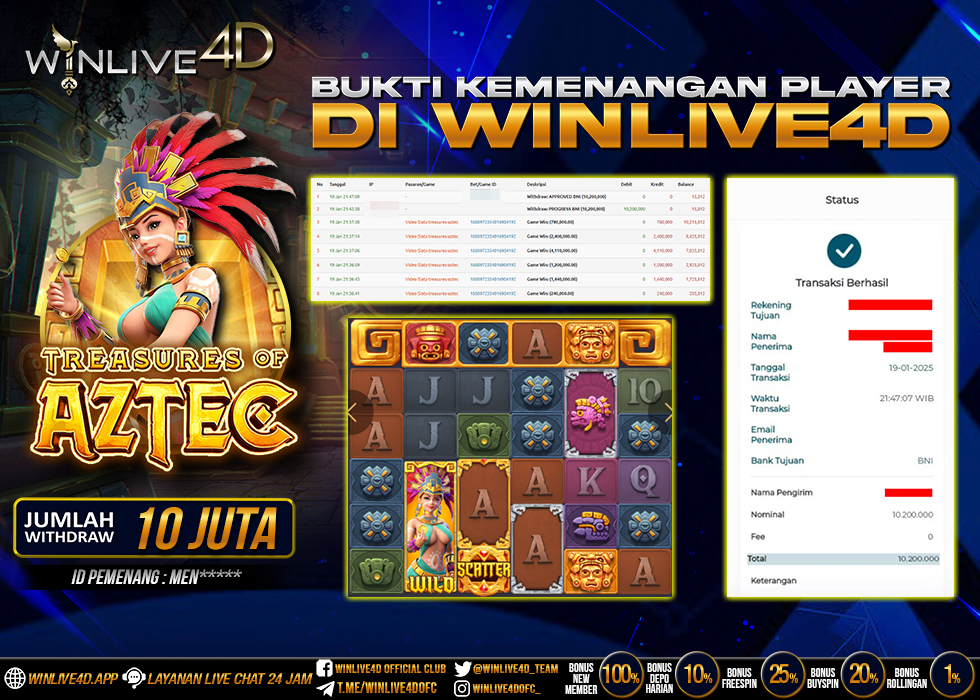WINLIVE4D JACKPOT SLOT TREASURES OF AZTEC