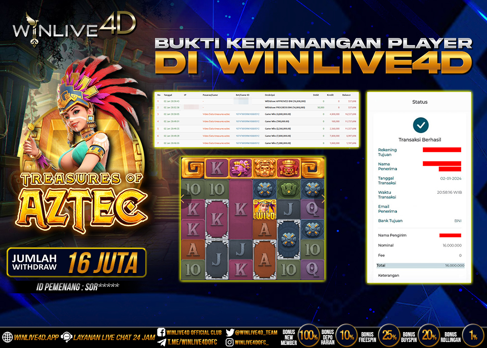 WINLIVE4D JACKPOT SLOT TREASURES OF AZTEC