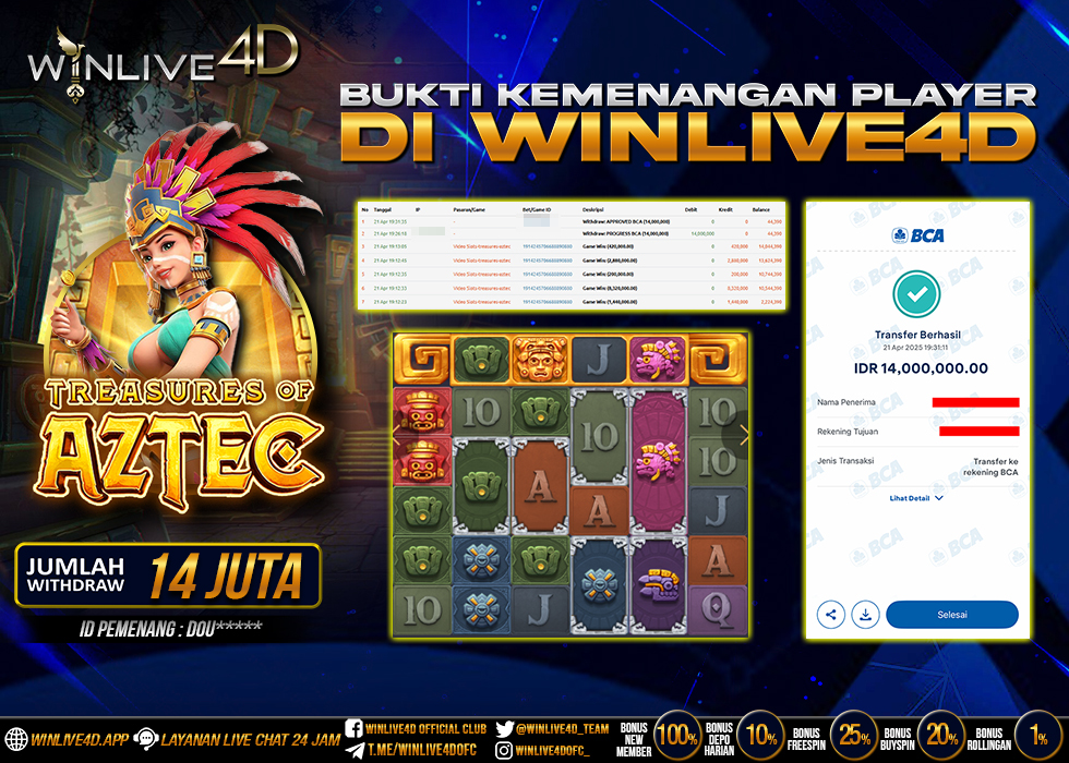 WINLIVE4D JACKPOT SLOT TREASURES OF AZTEC