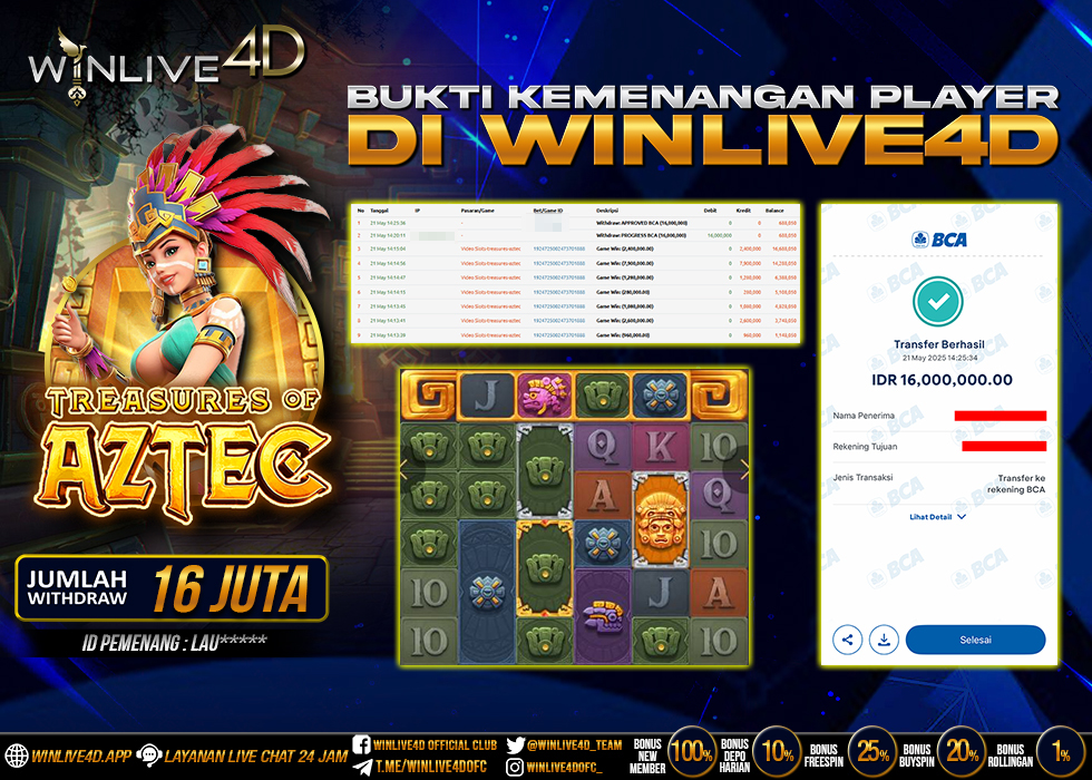 WINLIVE4D JACKPOT SLOT TREASURES OF AZTEC