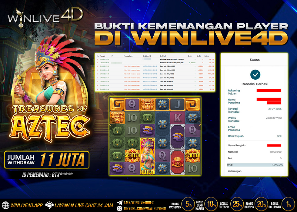 WINLIVE4D JACKPOT SLOT TREASURES OF AZTEC