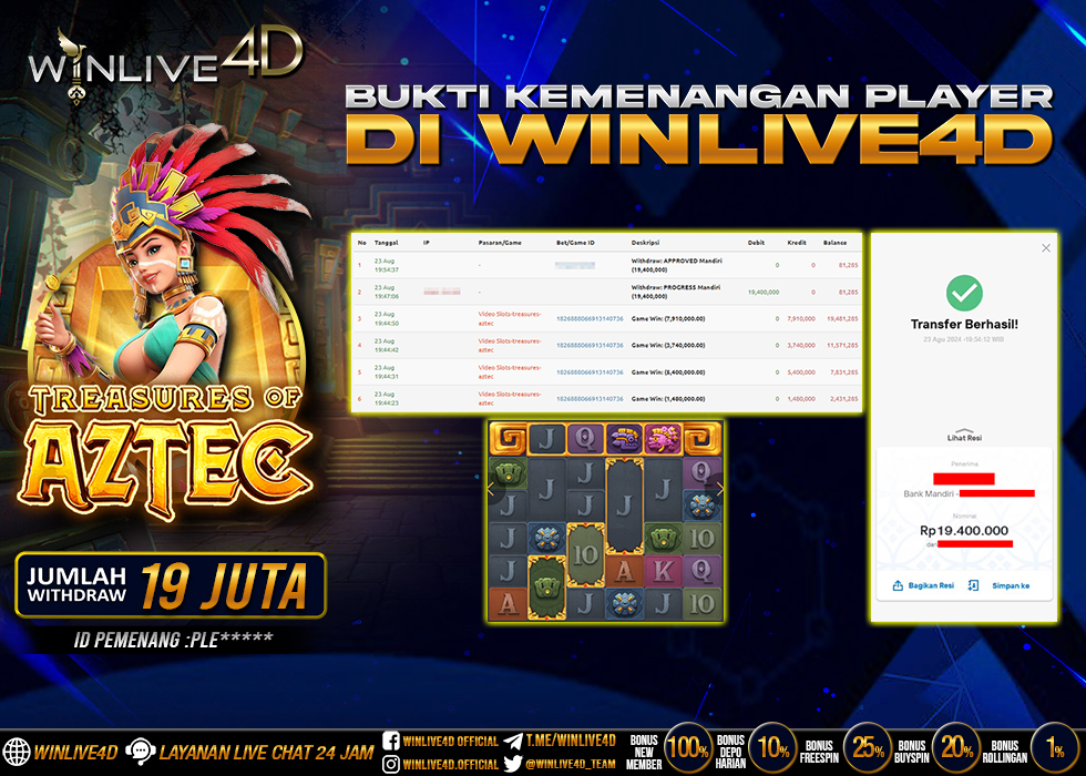 WINLIVE4D JACKPOT SLOT TREASURES OF AZTEC