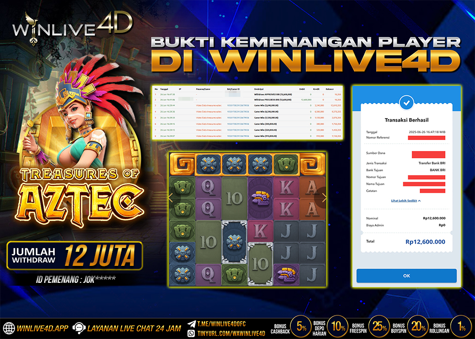 WINLIVE4D JACKPOT SLOT TREASURES OF AZTEC