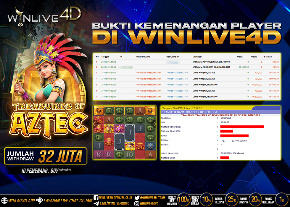 WINLIVE4D JACKPOT SLOT TREASURES OF AZTEC