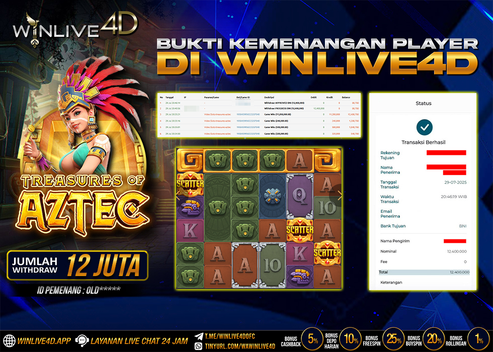 WINLIVE4D JACKPOT SLOT TREASURES OF AZTEC