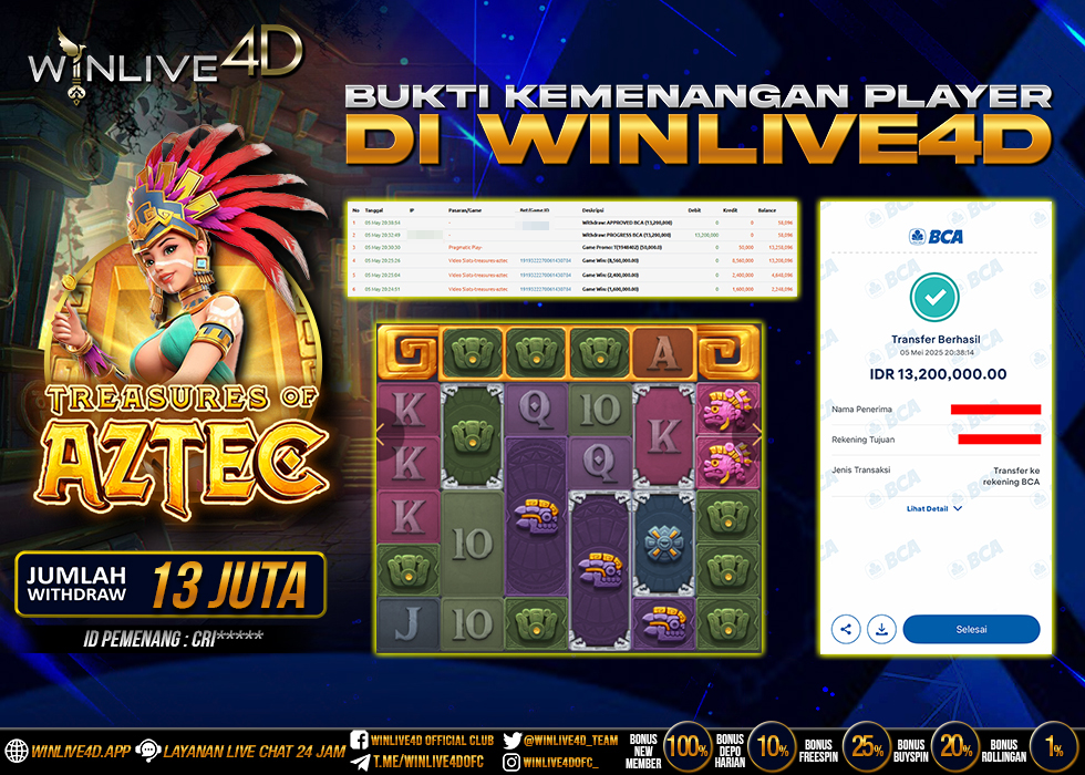 WINLIVE4D JACKPOT SLOT TREASURES OF AZTEC