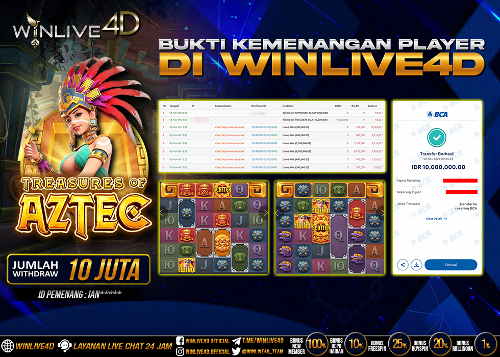 WINLIVE4D JACKPOT SLOT TREASURES OF AZTEC
