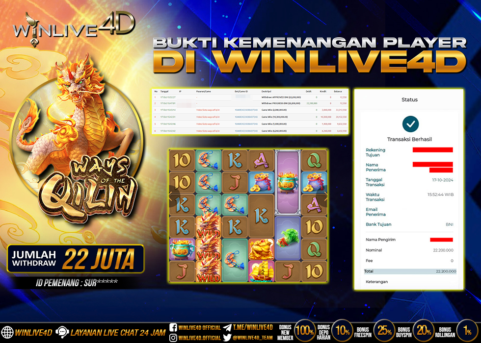 WINLIVE4D JACKPOT SLOT WAYS OF THE QILIN