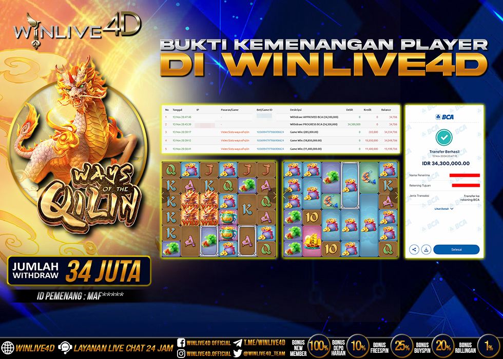 WINLIVE4D JACKPOT SLOT WAYS OF THE QILIN