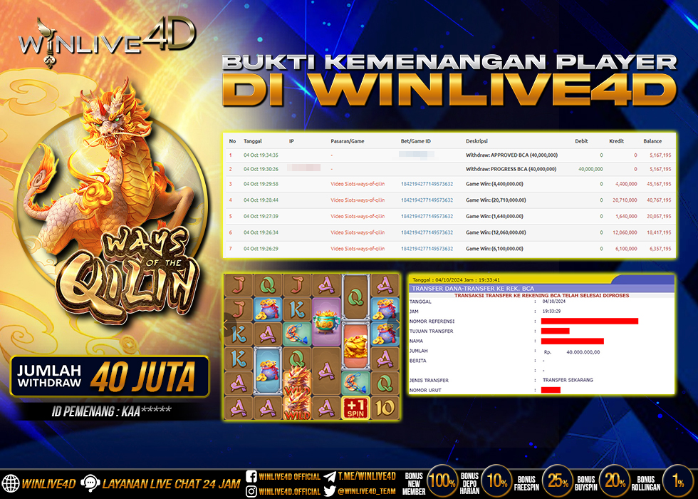WINLIVE4D JACKPOT SLOT WAYS OF THE QILIN
