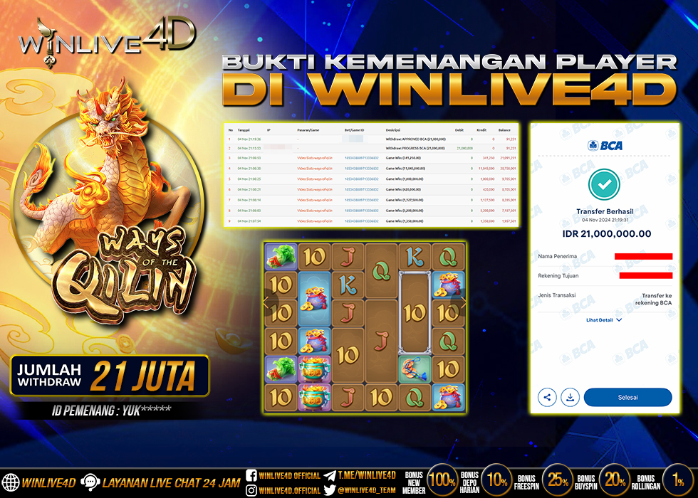 WINLIVE4D JACKPOT SLOT WAYS OF THE QILIN