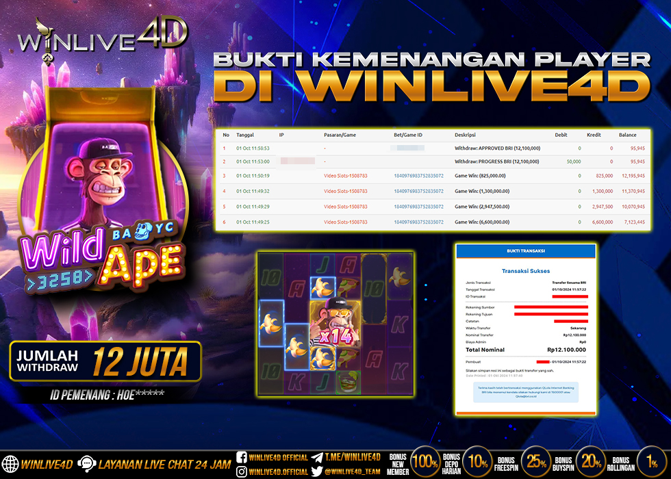 WINLIVE4D JACKPOT SLOT WILD APE