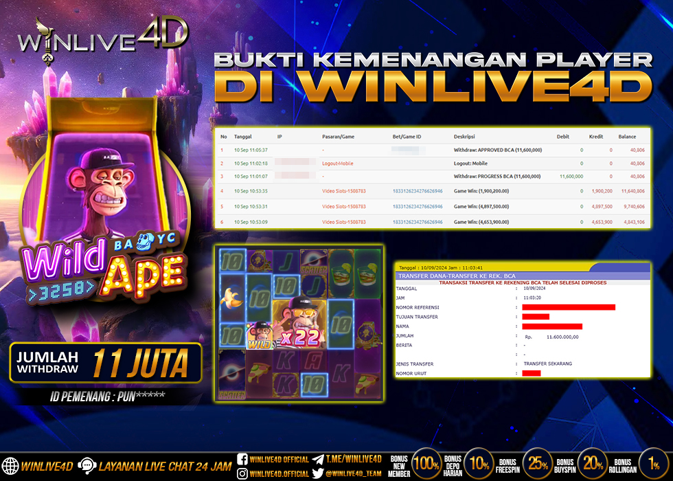 WINLIVE4D JACKPOT SLOT WILD APE