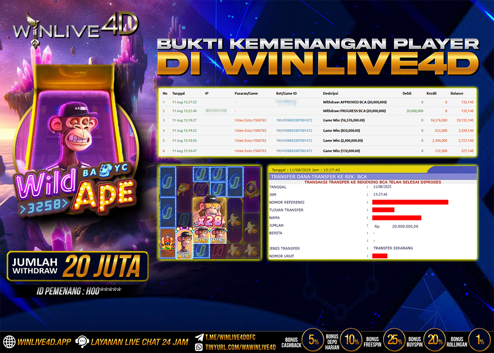 WINLIVE4D JACKPOT SLOT WILD APE