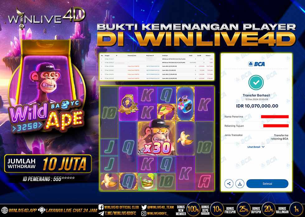 WINLIVE4D JACKPOT SLOT WILD APE