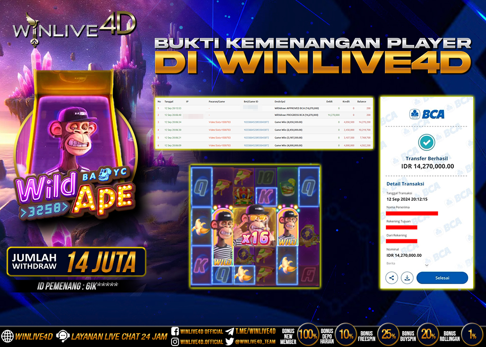 WINLIVE4D JACKPOT SLOT WILD APE