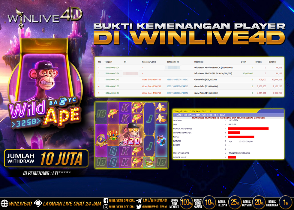 WINLIVE4D JACKPOT SLOT WILD APE
