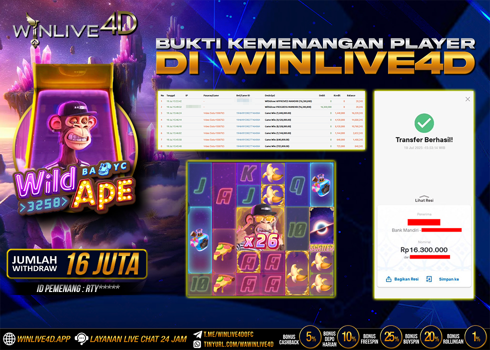 WINLIVE4D JACKPOT SLOT WILD APE