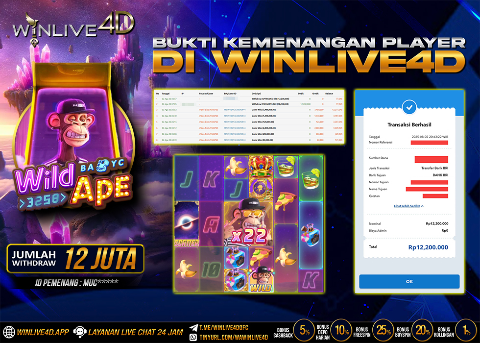 WINLIVE4D JACKPOT SLOT WILD APE