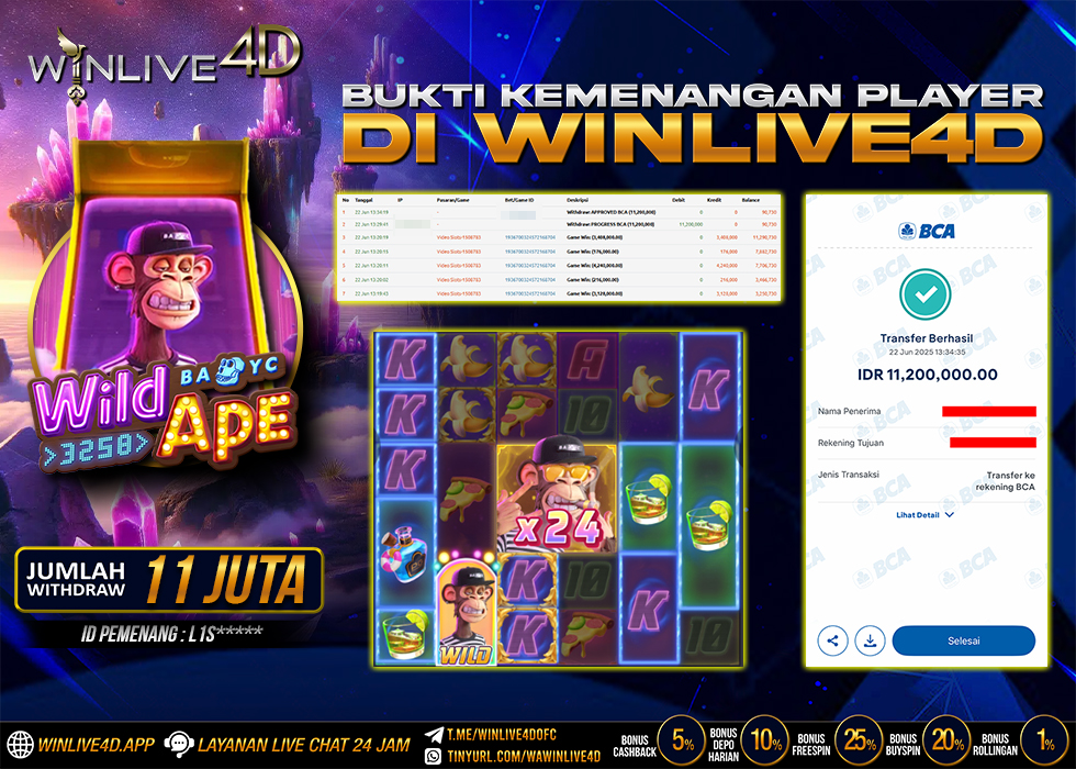 WINLIVE4D JACKPOT SLOT WILD APE