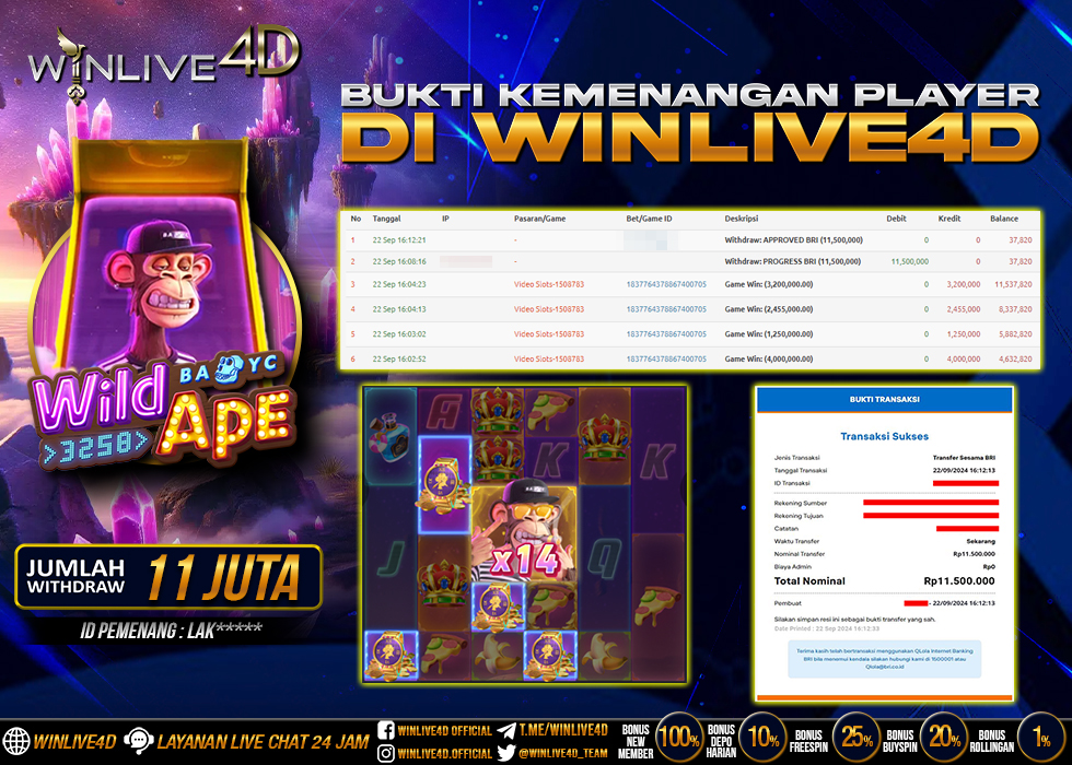 WINLIVE4D JACKPOT SLOT WILD APE