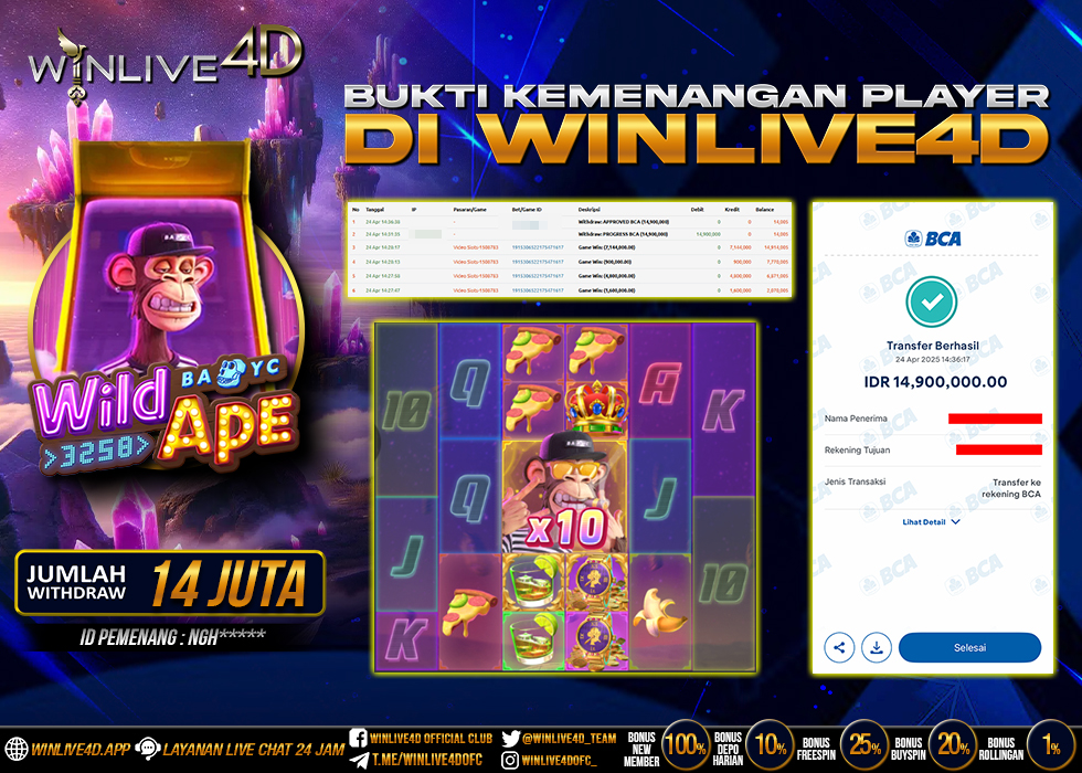 WINLIVE4D JACKPOT SLOT WILD APE