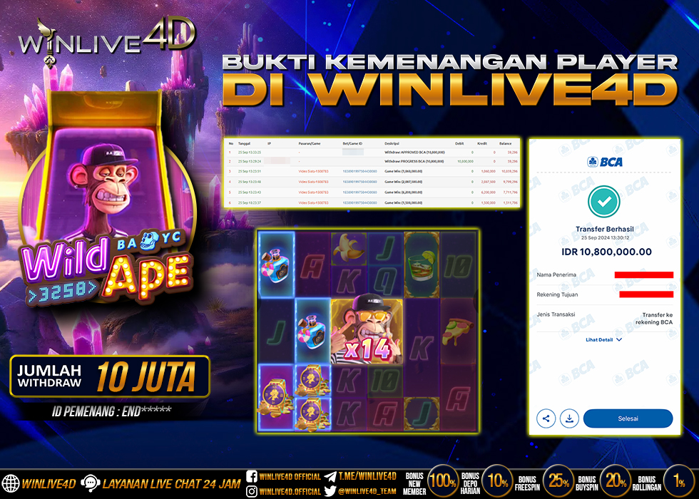 WINLIVE4D JACKPOT SLOT WILD APE