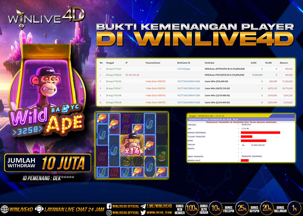 WINLIVE4D JACKPOT SLOT WILD APE