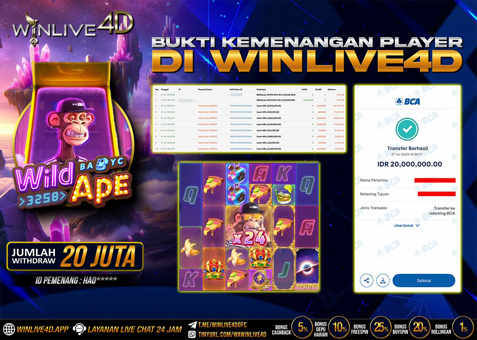 WINLIVE4D JACKPOT SLOT WILD APE